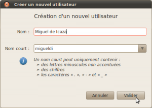 Pour créer un nouveau compte d'utilisateur, renseignez les champs requis.