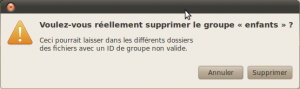 Suppression d'un groupe